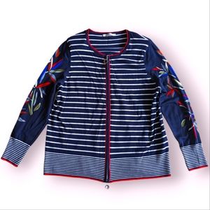 Betty Barclay floral/striped front zipper cardigan 18